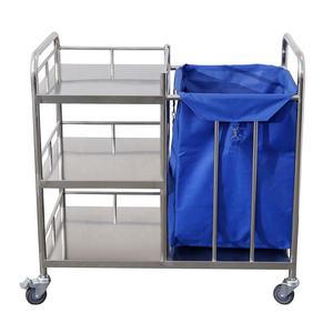 Roestvrij Staal Ziekenhuis Medische Afval Linnen Trolley Mobiele Verpleging Wasserij Karren Drie Lagen BS-668-1 - Product Image 1