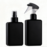 Flacon vaporisateur de brume corporelle en plastique carré noir mat de luxe 150 ml, flacon vaporisateur de cheveux en plastique pour la maison 250 ml 300 ml pour cosmétiques