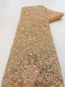 قماش دانتيل شبكي جديد لامع من NI.AI مزين بالترتر والخرز، نسيج دانتيل أنيق مرصع بالخرز والترتر - Product Image 2