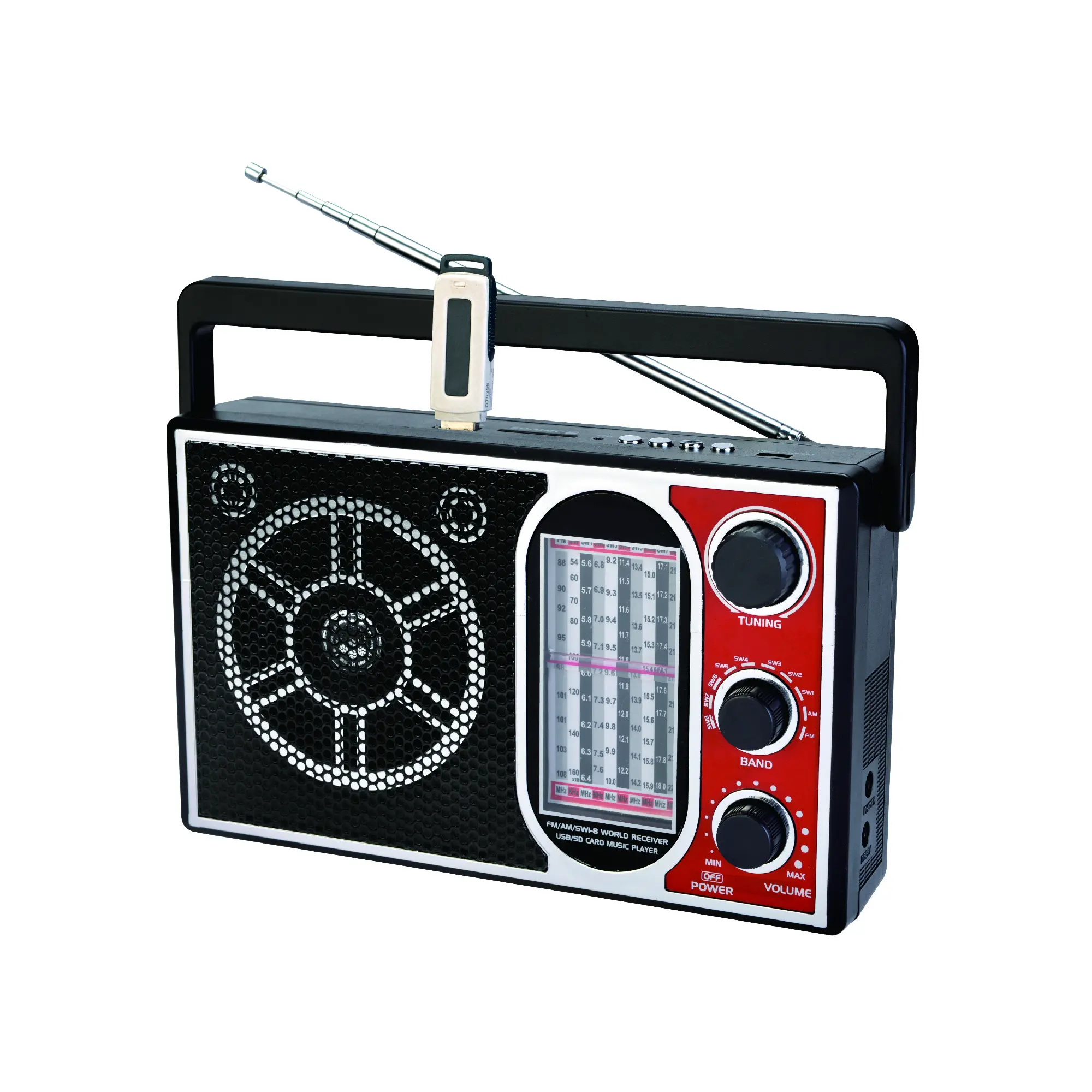 Penjualan langsung pabrik OEM Radio Retro Klasik FM AM SW Radio portabel BT USB SD Radio Speaker tanam penerima rumah