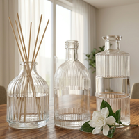 Bouteille diffuseur d'huiles essentielles vide en verre transparent avec logo personnalisé, vente en gros, pour parfum d'intérieur