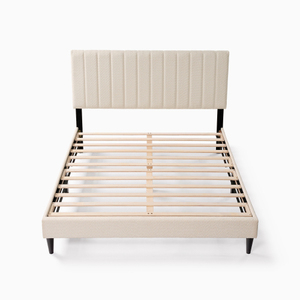 <b>Queen</b> <b>Size</b> Minimalist Design Tufted Pearl White Upholstered Platform <b>Bed</b> with Storage Soft Modern Style Bedroom Furniture - Product Image 5