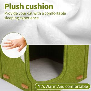 Thickened 2-Layer Felt Cat <b>Bed</b> Soft Washable Pet Cave with Removable Cover Orthopedic Polyester Fill for Indoor Cats Animals - Product Image 3