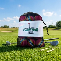 Sac à cordon OEM personnalisé de haute qualité pour balles de golf, en tissu maille polyester, avec impression de logo et de taille, pour usage domestique