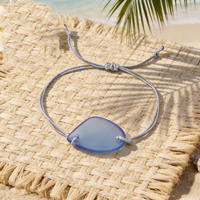 Bracelet Bohème pour Femme et Homme, Jonc en Verre de Mer, Cordon Ajustable, Bracelet de Plage Fait Main, Bijou Océanique Tendance Minimaliste Unisexe
