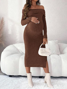 <span class=keywords><strong>Abito</strong></span> <span class=keywords><strong>Premaman</strong></span> per Servizio Fotografico Autunno Inverno Monospalla Snellente Aderente a Maniche Lunghe <span class=keywords><strong>in</strong></span> <span class=keywords><strong>Maglia</strong></span> per Donne Incinte - Product Image 5