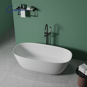 Baignoire japonaise autoportante pour une personne seule Baignoire d'angle carré Baignoire à surface solide pure - Product Image 2