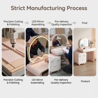 Table de maquillage moderne et écologique avec tiroirs, éclairage réglable, en MDF, meuble de rangement pour chambre et salon