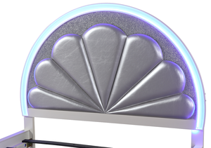 <b>Queen</b> <b>Size</b> Modern Adjustable LED Storage <b>Bed</b> with Wood Upholstery in Milky White - Product Image 4