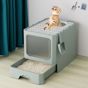Bac à litière pour chat extra-large anti-éclaboussures et désodorisant - Tiroir renforcé entièrement fermé pour animaux de compagnie - Product Image 4