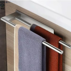Portasciugamani autoadesivo <span class=keywords><strong>per</strong></span> bagno 304 acciaio inossidabile porta asciugamani doppio appendiabiti <span class=keywords><strong>per</strong></span> cucina - Product Image 2