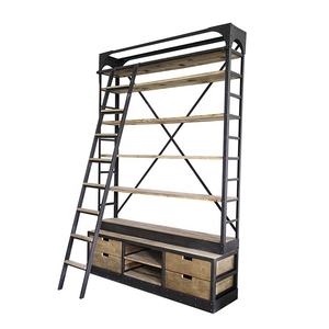 KVJ-7439 Industrial Antique Bookcase <strong>French</strong> Wood Iron Steel <strong>Shelf</strong> - Product Image 4