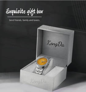 高級ファッションビジネスゴールドステンレス鋼ガラスダイヤル防水ジュエリー時計付き男性用クォーツ動き幅22mm - Product Image 6