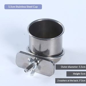 מאכיל ציפורים מנירוסטה נגד התהפכות של Parrot עם מחזיק כוסות, קערת מזון ושוקת, עיצוב טייגר פיוני, קבוע בבורג - Product Image 2