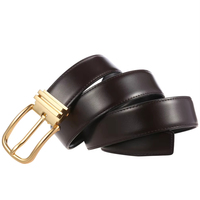 Ceinture en cuir de vachette véritable pour homme, boucle à ardillon, noir et marron, personnalisable avec logo, vente en gros, usine OEM, LY35-21623-1