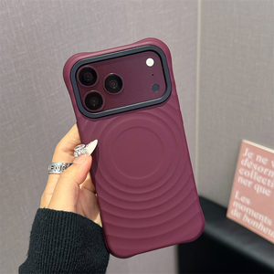 <b>Water</b> Ripple four corner cushion magnetic silicone phone <b>case</b> for iphone 17 16 15 promax,for iphone 18 <b>cases</b> silicone burgundy - Product Image 1