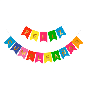 Party Love Guirnalda Happy Birthday Multicolor <b>Letters</b> Gold 16 Pcs 4M Party Banners - Product Image 1