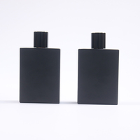 Flacon pulvérisateur de parfum en verre carré noir mat, vide, atomiseur de parfum rectangulaire plat, flacon d'emballage