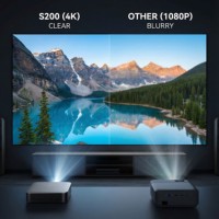 Mini projecteur DLP Aumiro compatible 4K, WiFi intégré, USB, Pico portable, projection 3M, Android 9, batterie intégrée (1,5h)