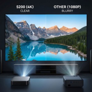 Mini projecteur DLP compatible <span class=keywords><strong>4K</strong></span> avec WiFi et USB intégrés, portable pour téléphone avec projection de 3 mètres - Product Image 3