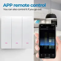 Interruptor de Luz Inteligente Tuya con Wi-Fi, Control por Aplicación, Control con Botón, Compatible con Cable Neutro/Sin Cable Neutro, Compatible con Alexa y Google Home