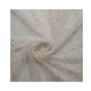 Delicate soft American mesh constellation gold gel offset printing foil print tulle net fabric