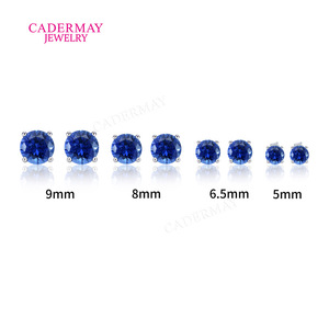Cadermay Cornflower <b>Stud</b> Earrings 5mm 6.5mm 8mm 9mm Round Brilliant Cut 925 Sterling <b>Silver</b> Four Prong Setting - Product Image 4