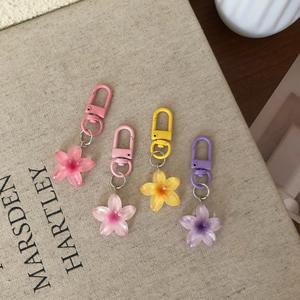 Yeni Hawaiian <span class=keywords><strong>Frangipani</strong></span> kolye anahtarlık için yaz şeffaf çiçek anahtarlık sevimli pembe anahtarlık Charm çanta kolye plaj hediye - Product Image 3
