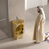 Lujoso lavabo musulmán de cerámica, lavabo para pies, fregadero Wudu de cerámica contemporáneo, forma ergonómica con tapón de drenaje