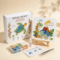 Kit d'art mosaïque DIY, ensemble de pierres de verre pour mosaïque, kit de carreaux de mosaïque avec chevalet en bois, kit d'artisanat de décoration intérieure pour adultes