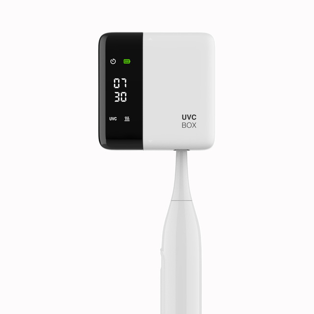 Wall Mounted Smart Mini Portable USB Type-C Hot Drying UV Sanitizing Toothbrush Holder Sterilizer with Clock Function and Timing
