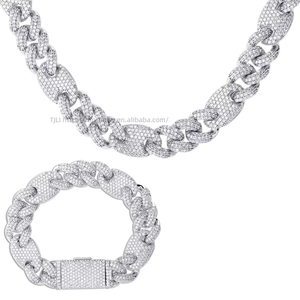 European American Style Copper Necklace Hip Hop Personalized Trendy 16mm Pig Nose Miami Lock <b>Cuban</b> <b>Chain</b> Three One Full Zircon - Product Image 5