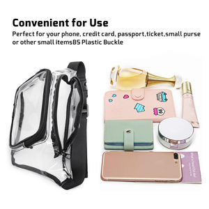 Sac banane unisexe pas cher personnalisé avec logo imprimé, sac de poitrine sport extérieur pour course à pied, sac banane étanche en PVC transparent avec fermeture éclair - Product Image 3