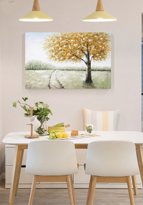 Grande Dipinto a Olio Fatto a Mano con Albero della Fortuna Autunnale, Paesaggio di Lusso, Quadro da Parete per Arredamento Soggiorno - Product Image 4