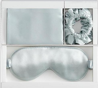 Ensemble cadeau de luxe en soie tissée 100 % : taies d'oreiller et masques de sommeil avec chouchous pour cheveux – Idéal pour la maison et l'hôtel, anti-poches
