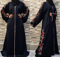Abaya Kaftan Noir de Luxe Personnalisé du Moyen-Orient Ornée de Pierres et Perles – Modèle Dubaï