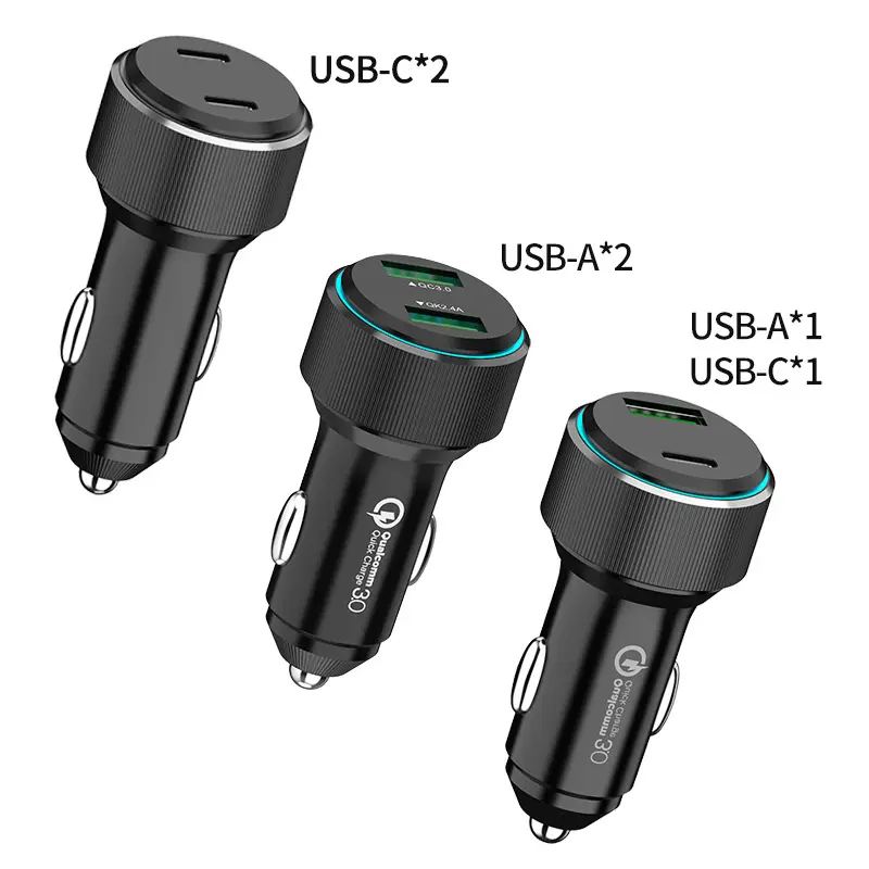 듀얼 QC3.0 포트 12- 24 V 입력 고속 자동차 충전기 어댑터 36W 디지털 디스플레이 자동차 충전기 어댑터 모바일