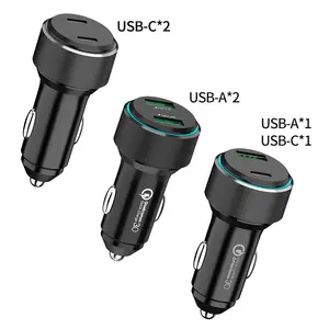 Dual QC3.0 Ports 12- 24 V Input High Speed car Charger Adapter 36W digital display Car Charger Adapter for mobile