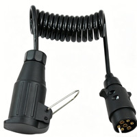 Câble spiralé 12V en PU avec borne en laiton pour harnais de câblage de caravane, camping-car, camion de remorquage, connecteur de remorque standard européen