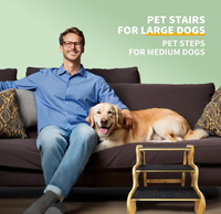 Escalier pour chien en bambou à 3 marches, vente en gros, pour petits chiens