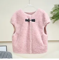 Gilet court en laine et fourrure d'agneau pour femme 2026, style streetwear, coupe ample, JT604