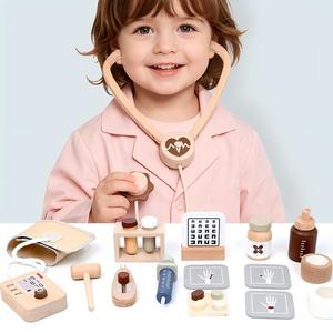Juego de Juguetes de Madera Educativos <span class=keywords><strong>para</strong></span> Jugar al Doctor, Estetoscopio de Madera, Kit Médico, Herramientas de Dentista, <span class=keywords><strong>Regalo</strong></span> <span class=keywords><strong>Perfecto</strong></span> <span class=keywords><strong>para</strong></span> Bebés, Niños y Niñas - Product Image 4