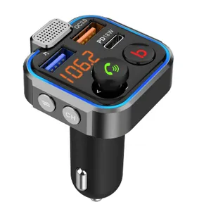 Màu Xanh Răng 5.3 Xe Bluetooth Transmisor FM Transmitter Qc3.0 Nhanh Chóng Sạc Bằng Giọng Nói Trợ Lý Xe MP3 Máy Nghe Nhạc Bluetooth Tất Cả Trong Một