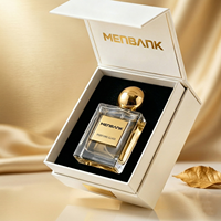 Flacon pulvérisateur en verre de 100 ml, carré, avec panneau d'étiquetage encastré, emballage de parfum de luxe en verre de 50 ml avec bouchon à bille doré