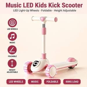 Monopattino per Bambini a <span class=keywords><strong>3</strong></span> Ruote con Luci LED Musicali, Pieghevole e Regolabile in Altezza - Product Image 2