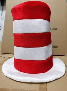 Cadılar Bayramı Dr. Seuss Şapkalı Kedi Deluxe Kırmızı ve Beyaz Çizgili Boru Şeklindeki Kostüm Silindir Şapka - Product Image 5