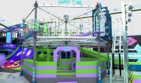 Parc d'attractions intérieur moderne, intégré, futuriste, de haute technologie, polyvalent et robuste pour complexe commercial