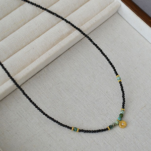 Collana di pietre naturali con ciondolo stella d'oro alla moda collana girocollo con perline turchese spinello nero - Product Image 3