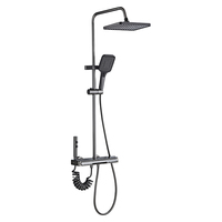 Ensemble de douche à affichage numérique LED gris anthracite, 4 modes, avec pommeau de douche pluie, douchette à main, jets latéraux et bec de baignoire, Vente en gros usine