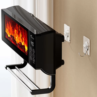 Cheminée électrique murale avec porte-serviettes, télécommande, effet de flamme réaliste, chauffage d'intérieur LVH-011